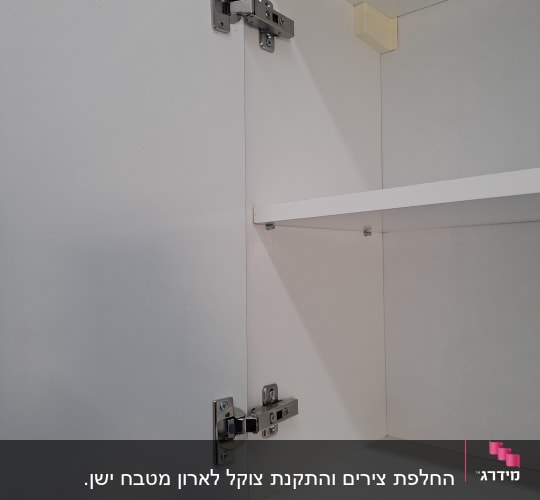 ארון מטבח פתוח עם צירים מתכתיים
